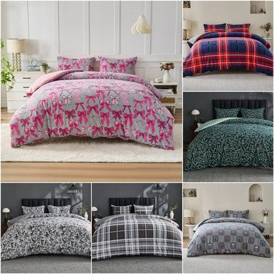 Soft Touch Duvet Set Warm & Cosy Reversible Quilt Cover Bedding With Pillowcase