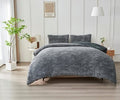 Teddy Fleece Inez Geometric Duvet Quilt Cover Bedding Set