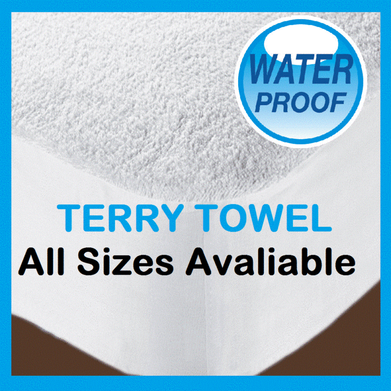 100% Waterproof Terry Toweling Mattress Protector / Cot Bed / Pillow Protector