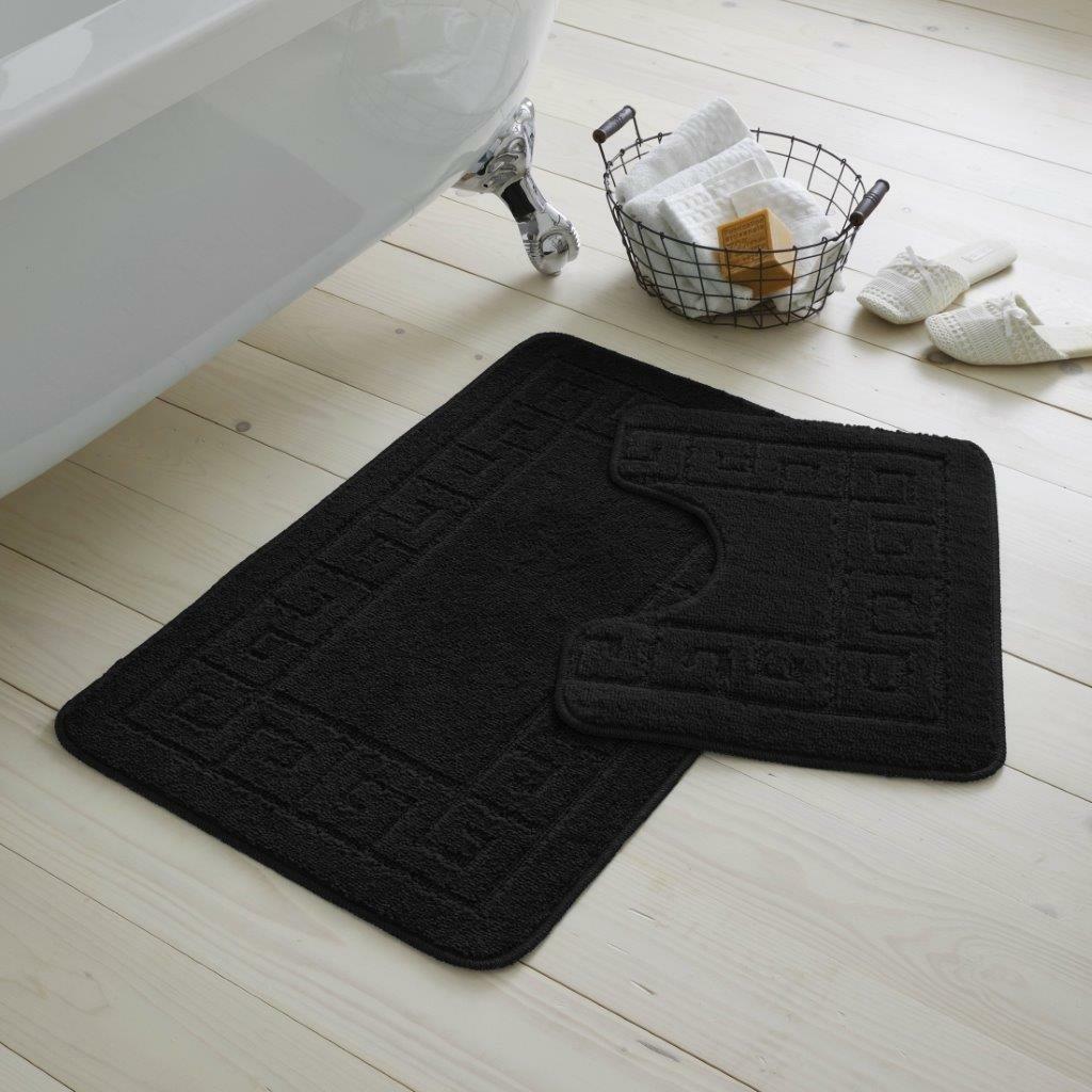Bath Mat Set 2 Piece Greek Super Soft Bath Mat Pedestal Mat Non Slip Rubber Back