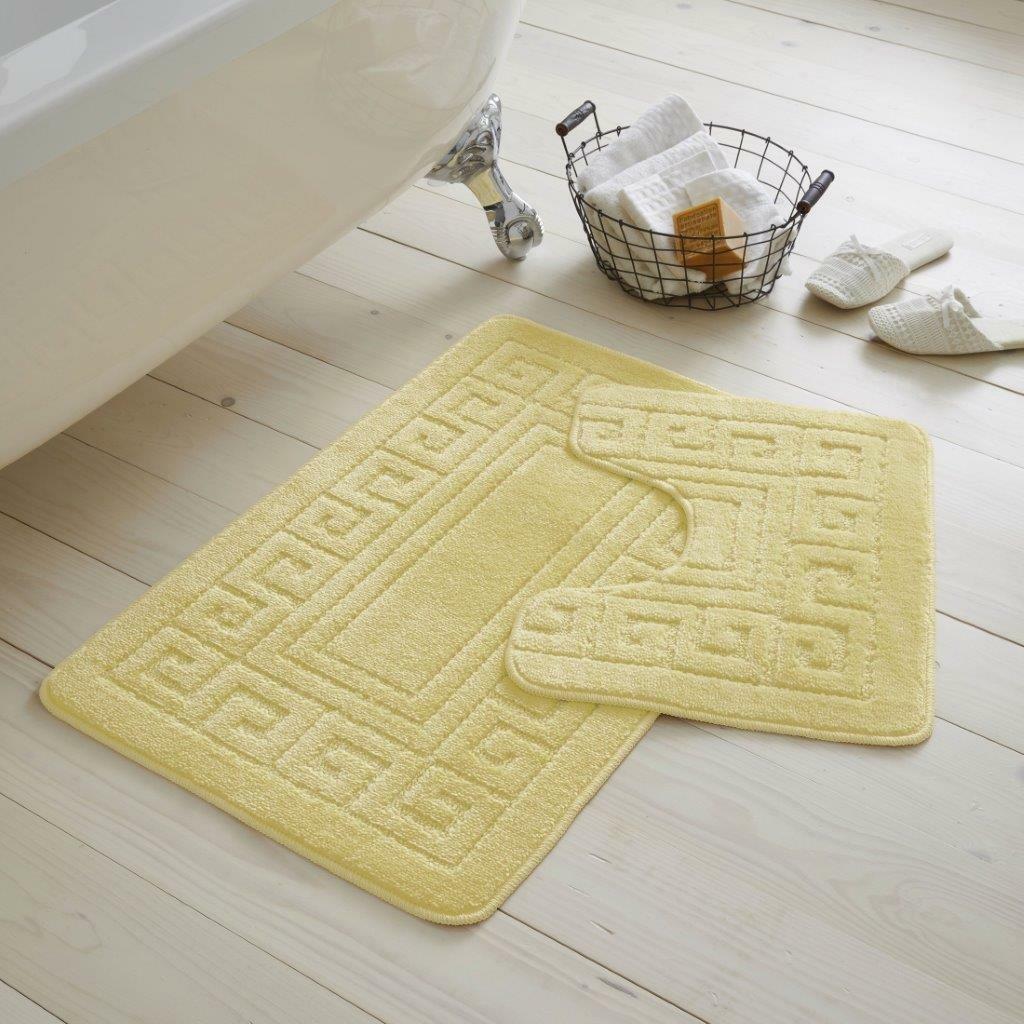 Bath Mat Set 2 Piece Greek Super Soft Bath Mat Pedestal Mat Non Slip Rubber Back