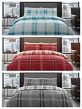 Bardsley Check Duvet Quilt Cover with Pillow Case Bedding Set Grey Red Teal