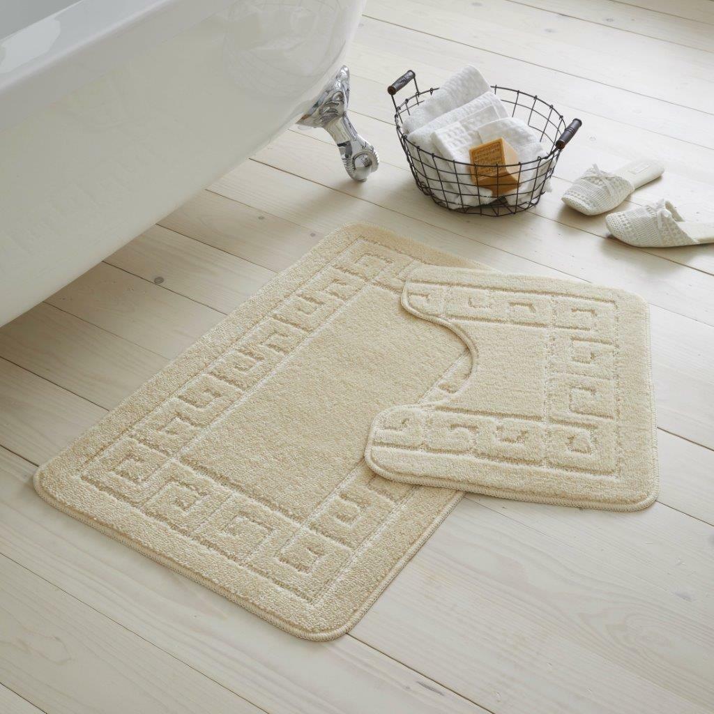 Bath Mat Set 2 Piece Greek Super Soft Bath Mat Pedestal Mat Non Slip Rubber Back