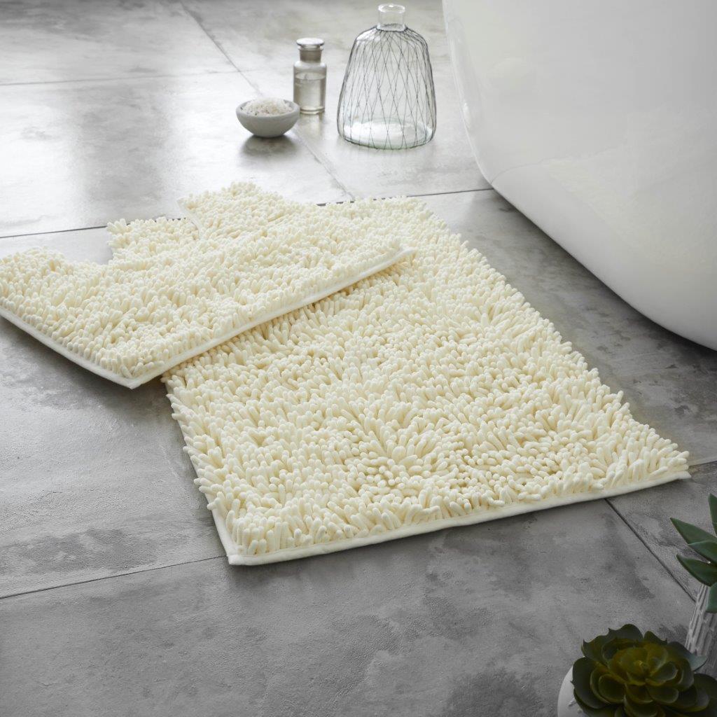 2 PIECE NON SLIP BATH MAT Ultra Plush Soft Bathroom Mat Pedestal Set Toilet Rug