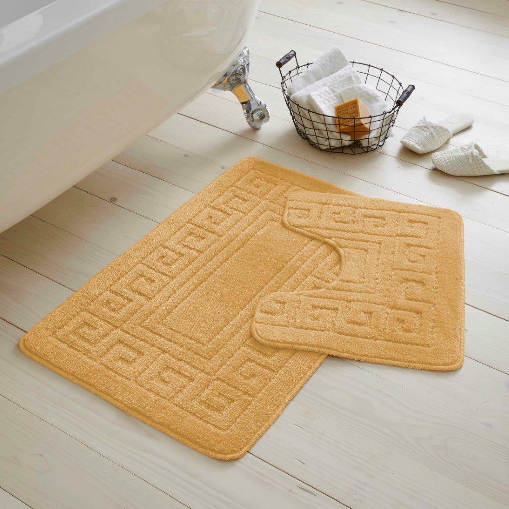 Bath Mat Set 2 Piece Greek Super Soft Bath Mat Pedestal Mat Non Slip Rubber Back