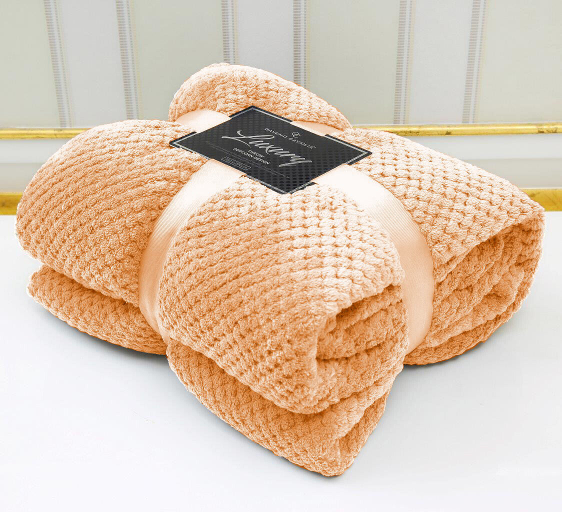 Luxury Popcorn Throw Fleece Warm Soft Large Blanket Sofa Bed Double King Size