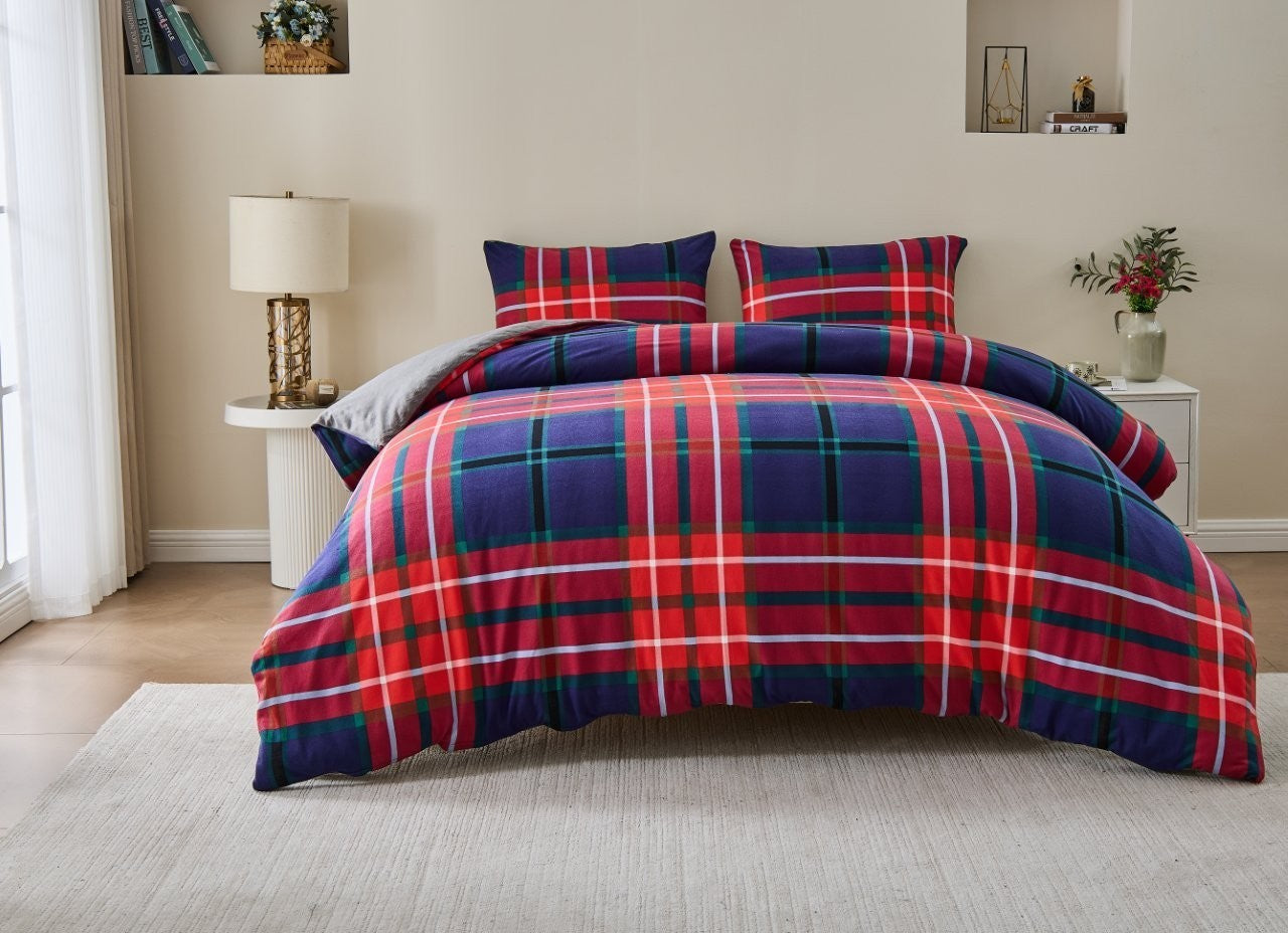 Soft Touch Duvet Set Warm & Cosy Reversible Quilt Cover Bedding With Pillowcase