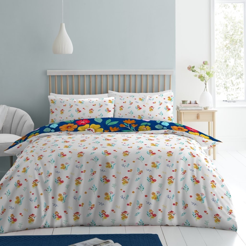 Esmeralda Floral Reversible Duvet Quilt Cover Pillow Case Bedding Bed Set Multi