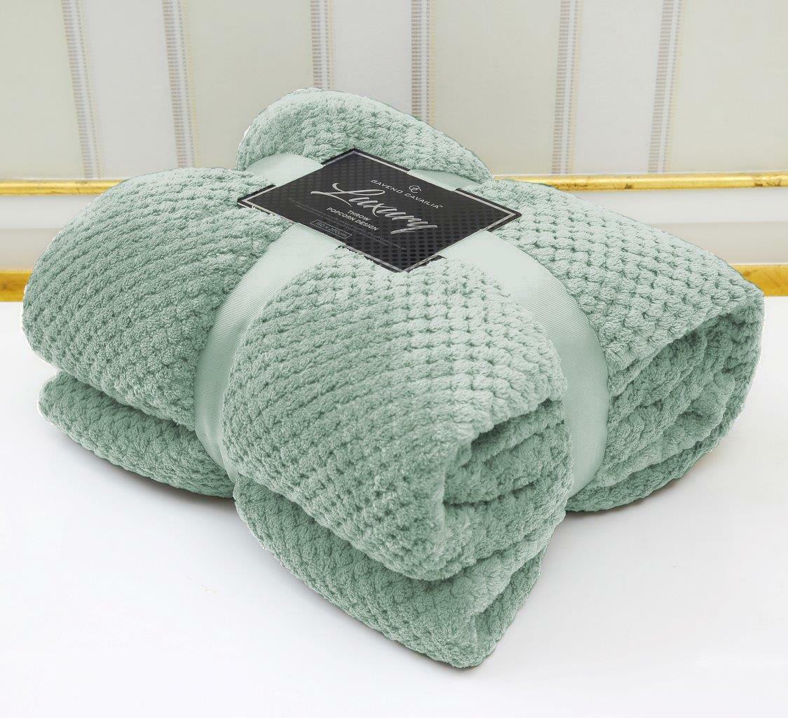 Luxury Popcorn Throw Fleece Warm Soft Large Blanket Sofa Bed Double King Size