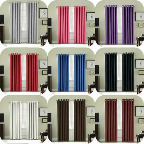 PAIR OF THERMAL INSULATING LIGHT BLACKOUT EYELET TOP CURTAINS