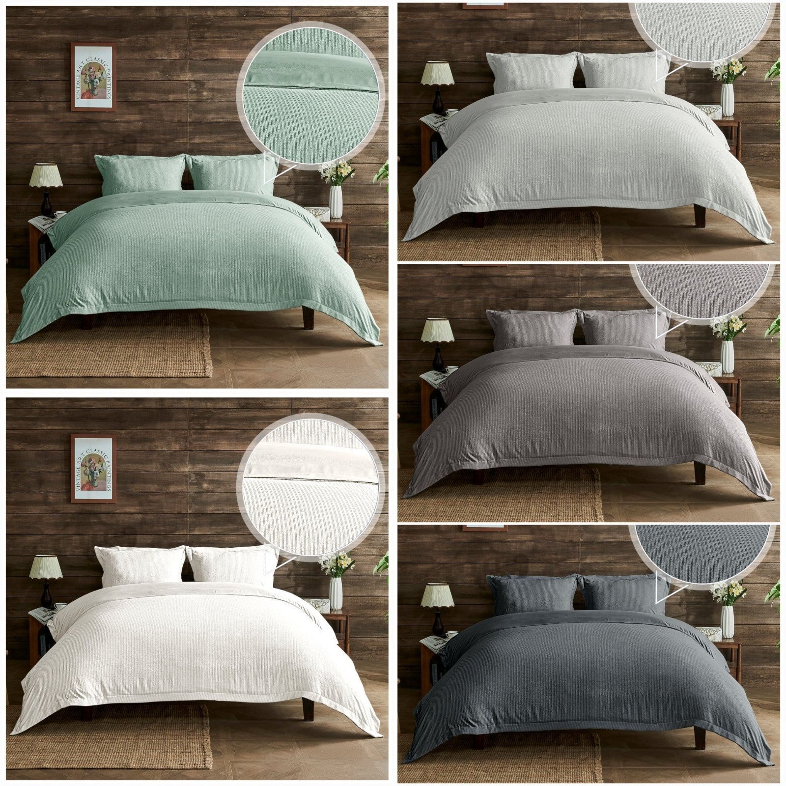 Seersucker Newry Duvet Quilt Cover Pillow Case Bedding Bed Set 5 Colours