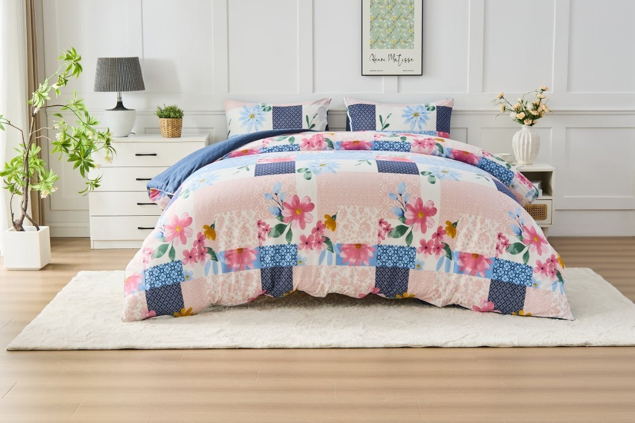 Soft Touch Duvet Set Warm & Cosy Reversible Quilt Cover Bedding With Pillowcase