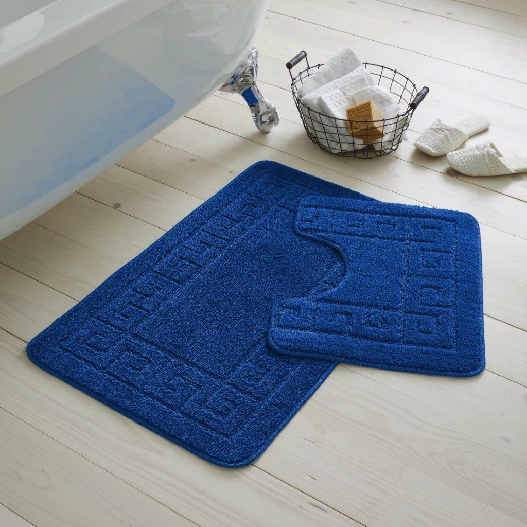 Bath Mat Set 2 Piece Greek Super Soft Bath Mat Pedestal Mat Non Slip Rubber Back