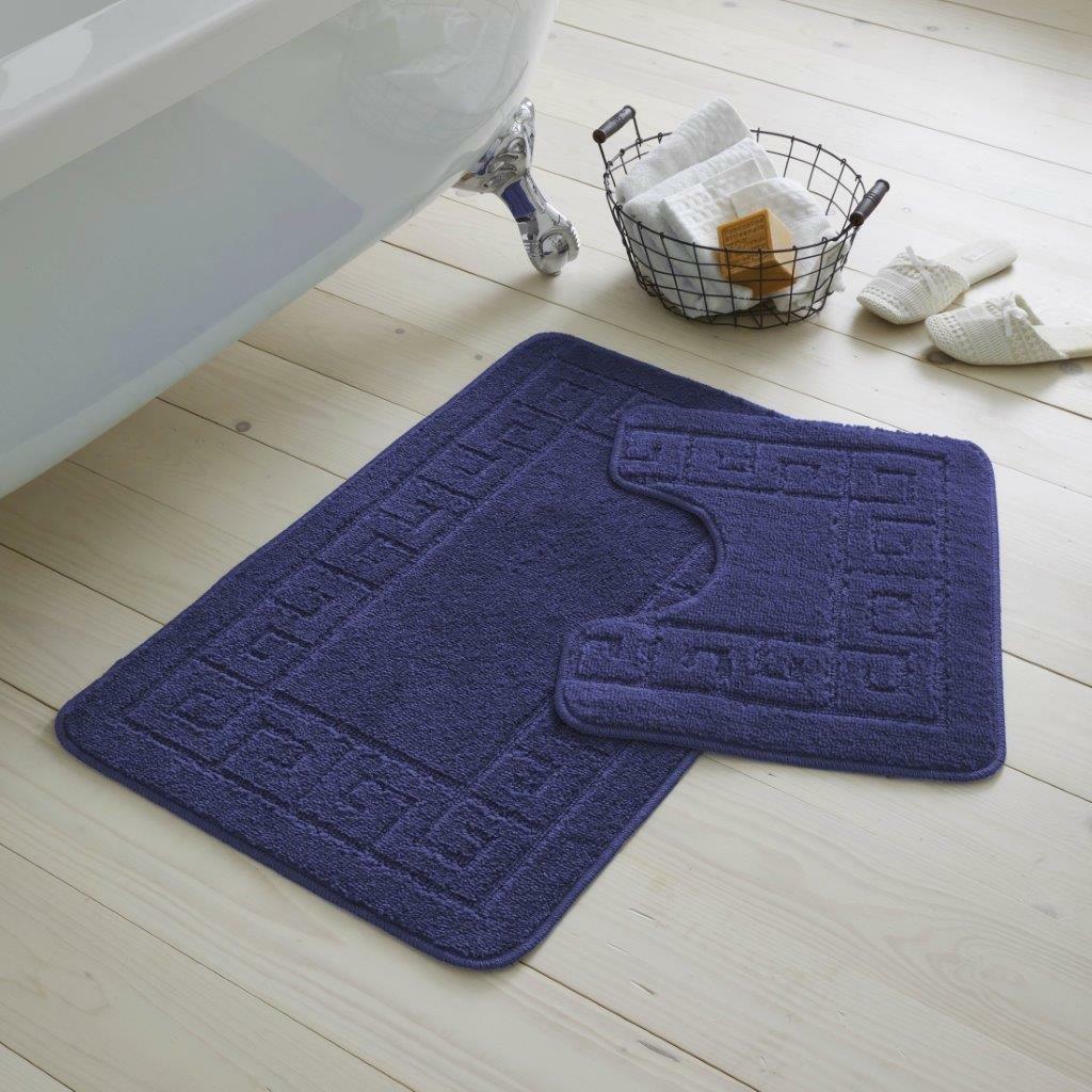 Bath Mat Set 2 Piece Greek Super Soft Bath Mat Pedestal Mat Non Slip Rubber Back