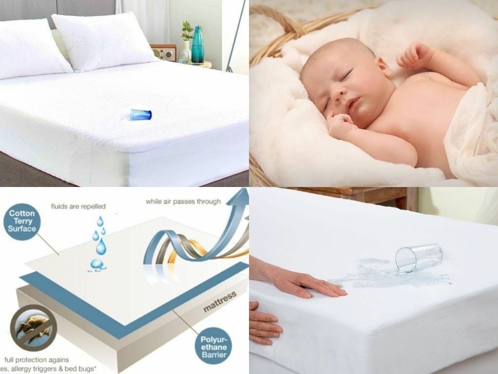 100% Waterproof Terry Toweling Mattress Protector / Cot Bed / Pillow Protector