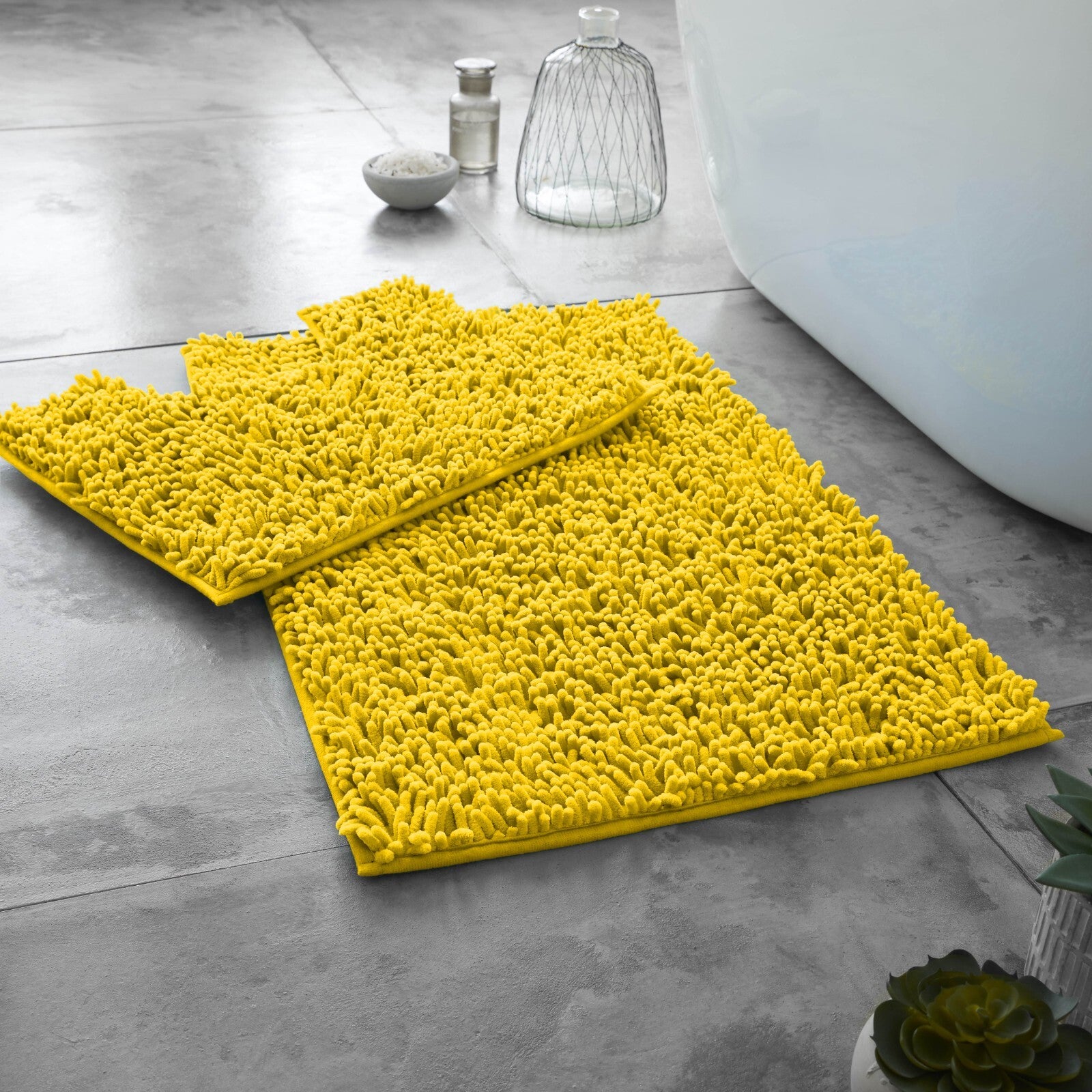 2 PIECE NON SLIP BATH MAT Ultra Plush Soft Bathroom Mat Pedestal Set Toilet Rug