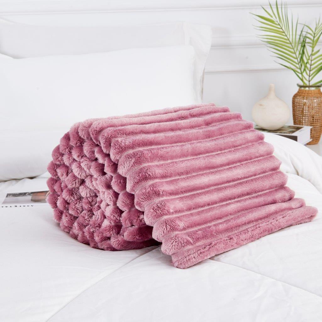 Chunky Ribbed Fleece Throw Soft Warm Cosy Couch Sofa Settee Chair Bed Blanket