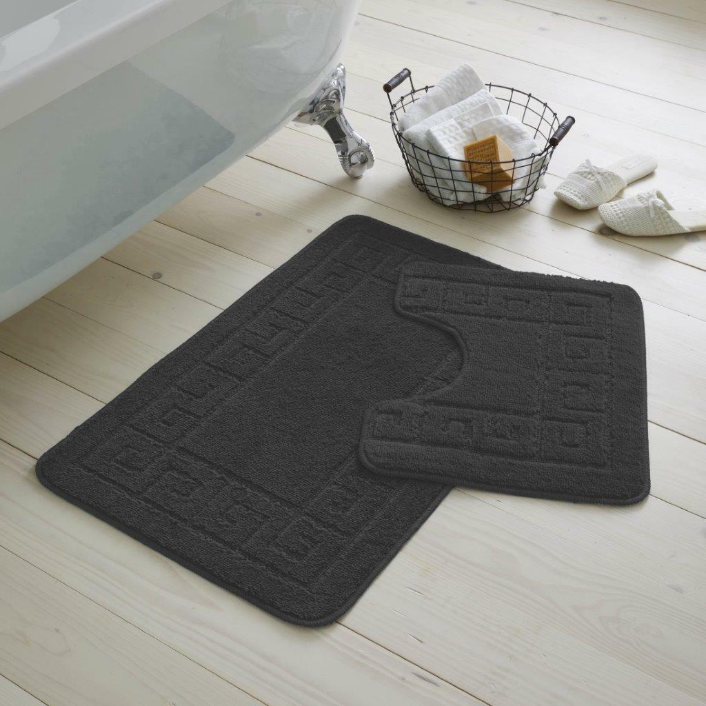 Bath Mat Set 2 Piece Greek Super Soft Bath Mat Pedestal Mat Non Slip Rubber Back