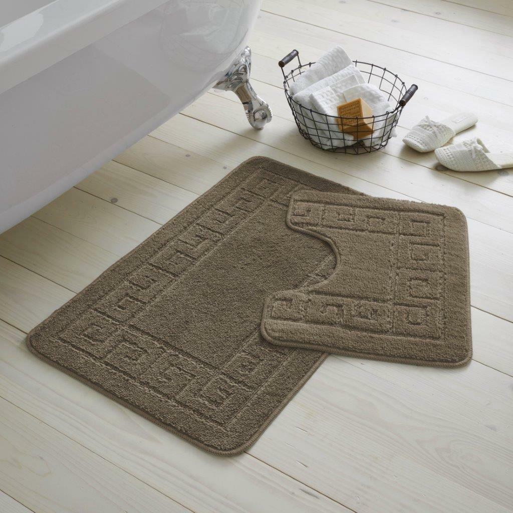 Bath Mat Set 2 Piece Greek Super Soft Bath Mat Pedestal Mat Non Slip Rubber Back