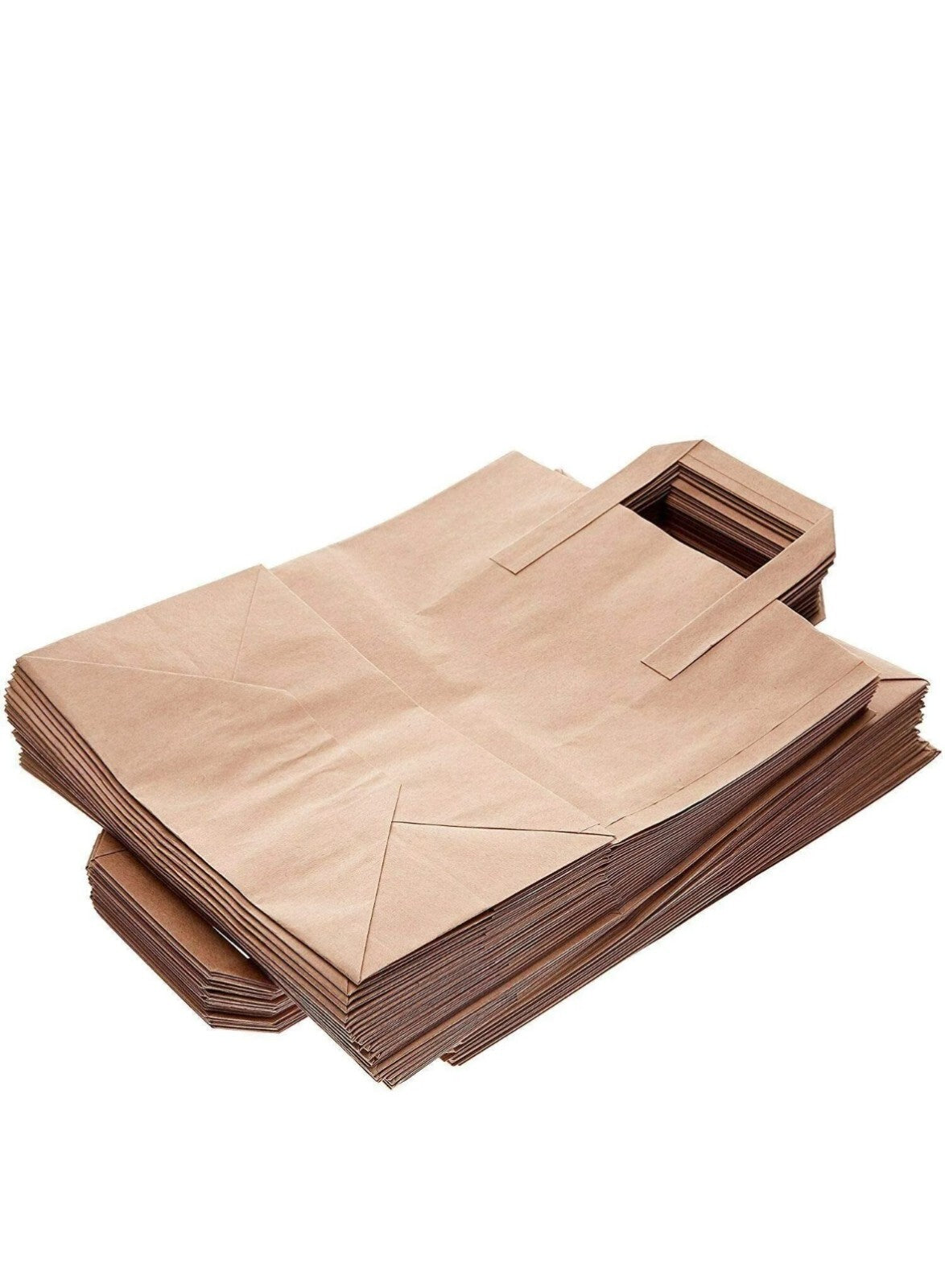 250 Large Brown Kraft Paper Carrier Bags With Handles Food Takeaway Party