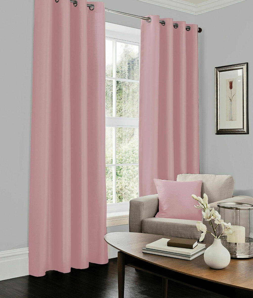 Luxurious Faux Silk Curtains Ready Made Eyelet Top Fully Lined with Tie Backs