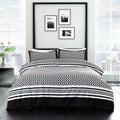 Meander Mosaic Duvet Quilt Cover & Pillow Case Bedding Set Black White