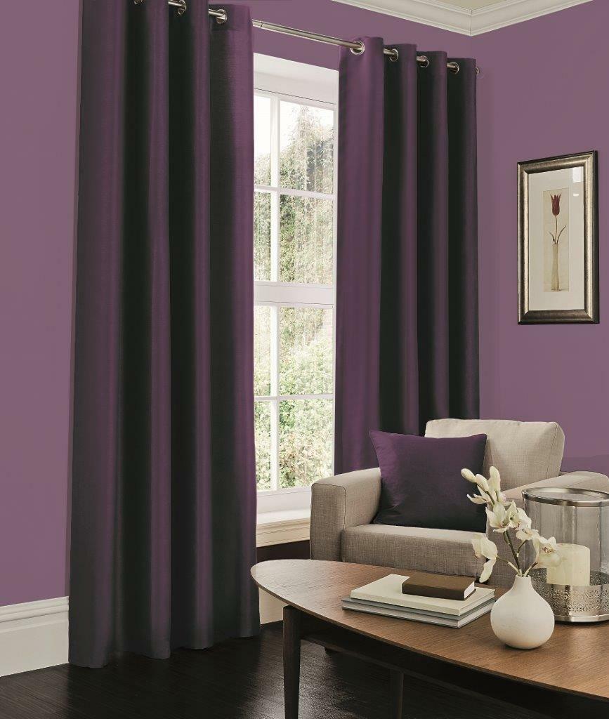 Luxurious Faux Silk Curtains Ready Made Eyelet Top Fully Lined with Tie Backs