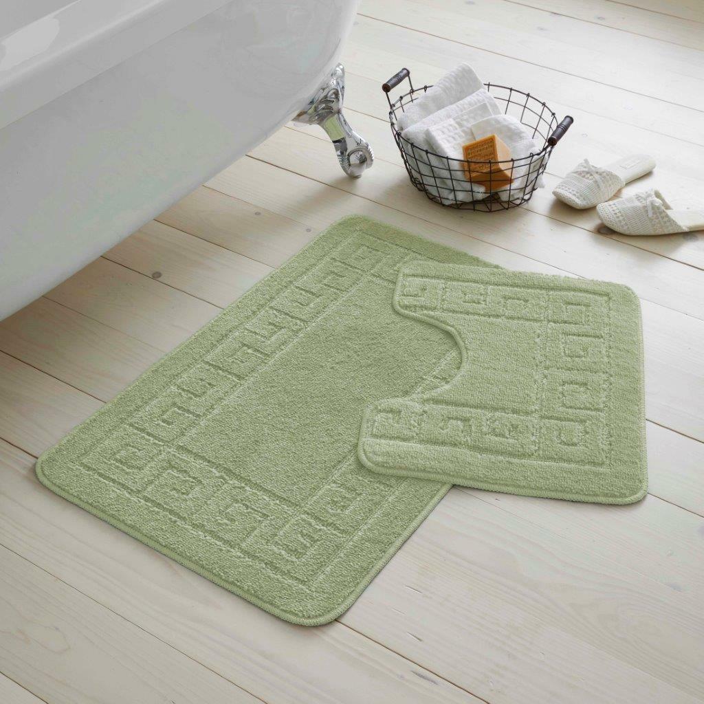 Bath Mat Set 2 Piece Greek Super Soft Bath Mat Pedestal Mat Non Slip Rubber Back