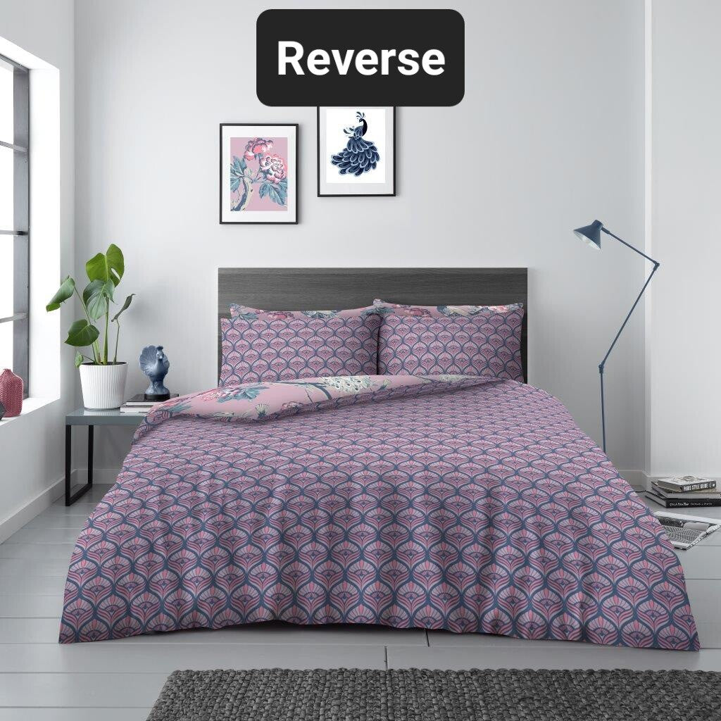 Alexia Bird Reversible Duvet Quilt Cover & Pillow Case Bedding Bed Set Pink