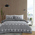 Simple Reversible Geo Duvet Quilt Cover & Pillow Case Bedding Set Grey