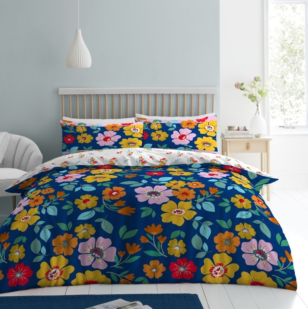Esmeralda Floral Reversible Duvet Quilt Cover Pillow Case Bedding Bed Set Multi
