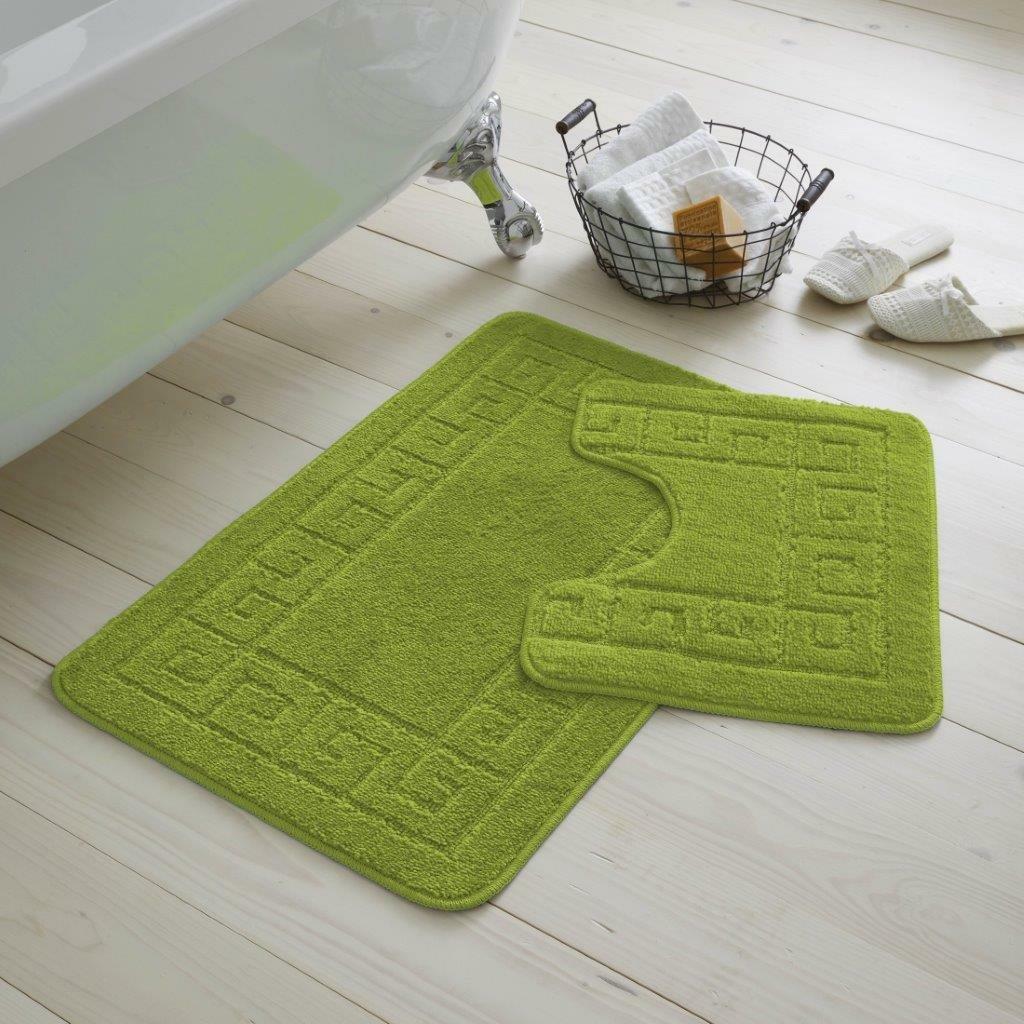 Bath Mat Set 2 Piece Greek Super Soft Bath Mat Pedestal Mat Non Slip Rubber Back