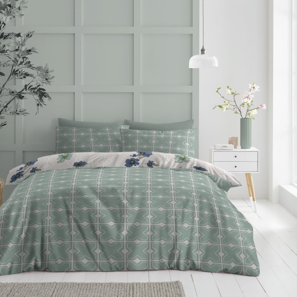 Sierra Floral Reversible Duvet Quilt Cover Pillow Case Bedding Bed Set Multi
