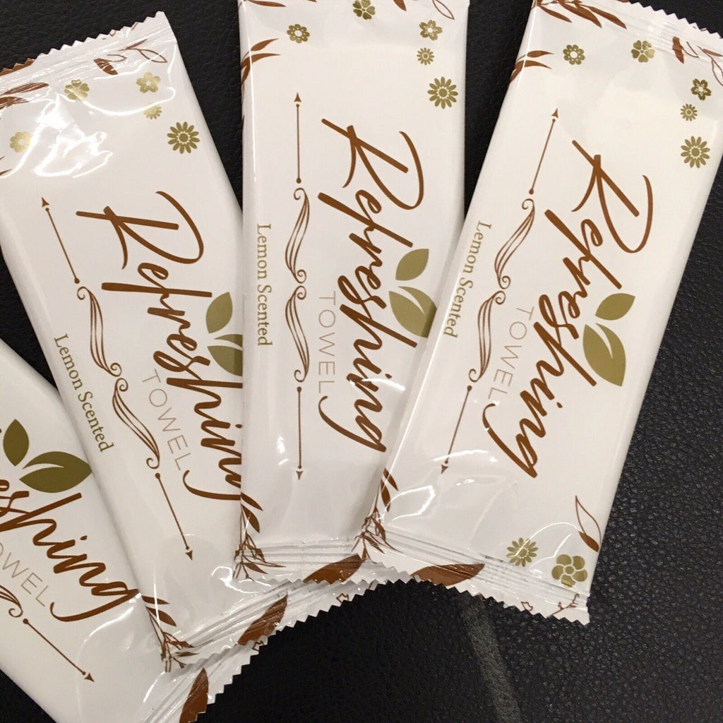 Lemon Wet Wipes Fresh Hand Towel Individually Wrapped Restaurant Takeaway