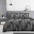 Richardson Geo Reversible Duvet Quilt Cover Pillow Case Bedding Bed Set Grey