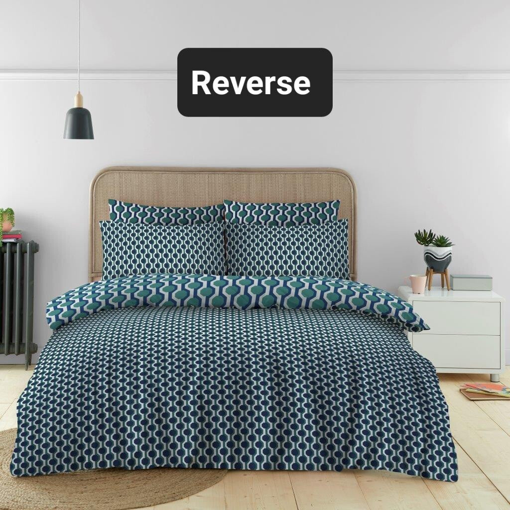 Tylan Reversible Duvet Quilt Cover & Pillow Case Bedding Bed Set Blue