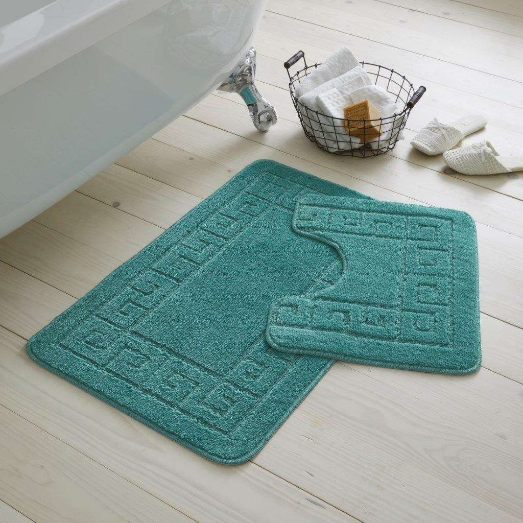 Bath Mat Set 2 Piece Greek Super Soft Bath Mat Pedestal Mat Non Slip Rubber Back