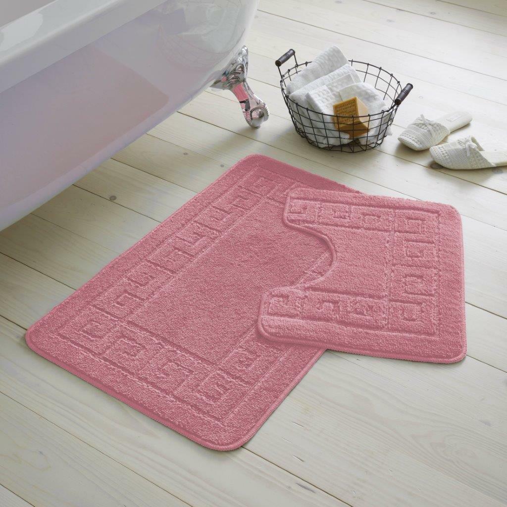 Bath Mat Set 2 Piece Greek Super Soft Bath Mat Pedestal Mat Non Slip Rubber Back