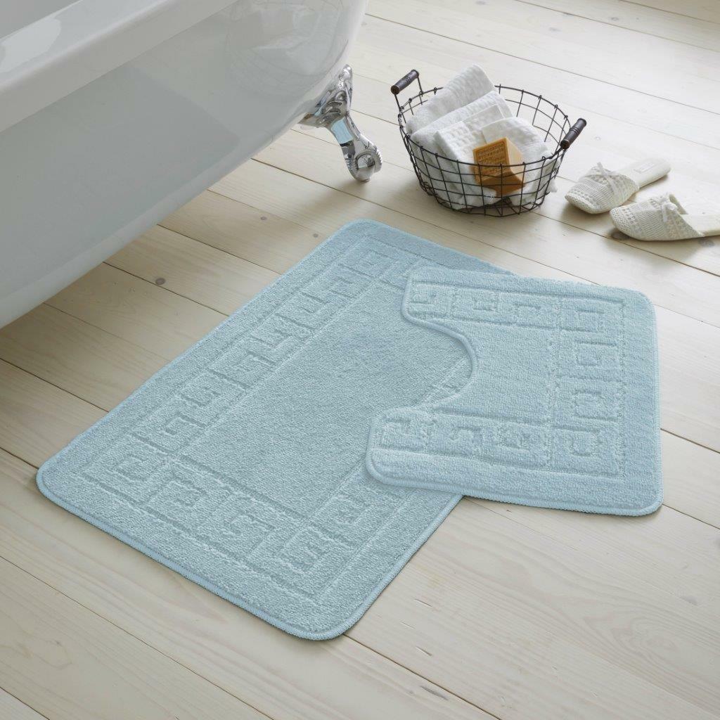 Bath Mat Set 2 Piece Greek Super Soft Bath Mat Pedestal Mat Non Slip Rubber Back