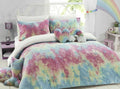 Teddy Bear Fleece Rainbow Tie Dye Duvet Quilt Cover Super Soft Bedding Set