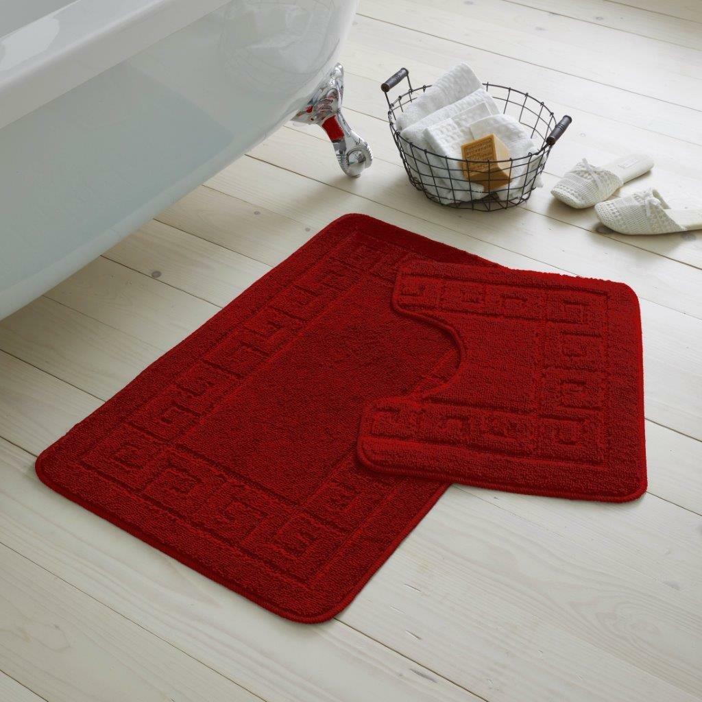 Bath Mat Set 2 Piece Greek Super Soft Bath Mat Pedestal Mat Non Slip Rubber Back