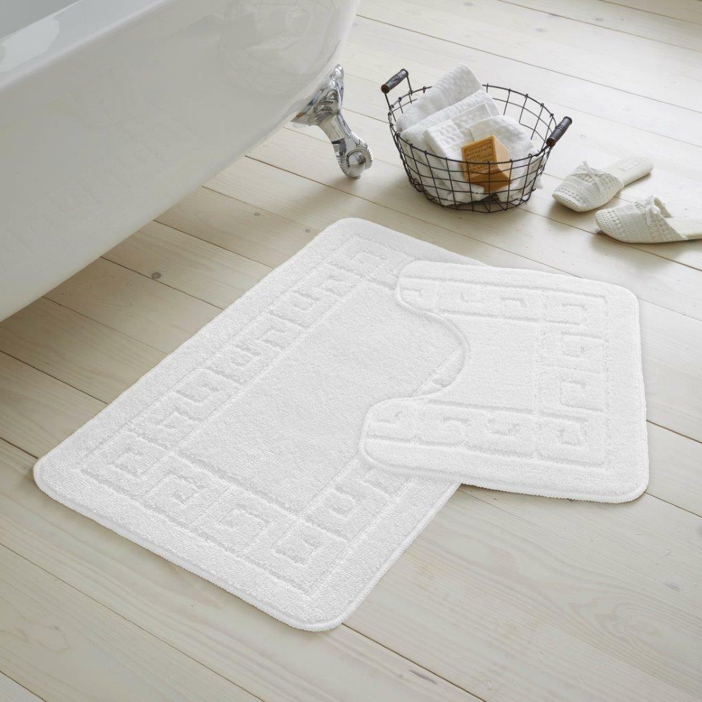 Bath Mat Set 2 Piece Greek Super Soft Bath Mat Pedestal Mat Non Slip Rubber Back
