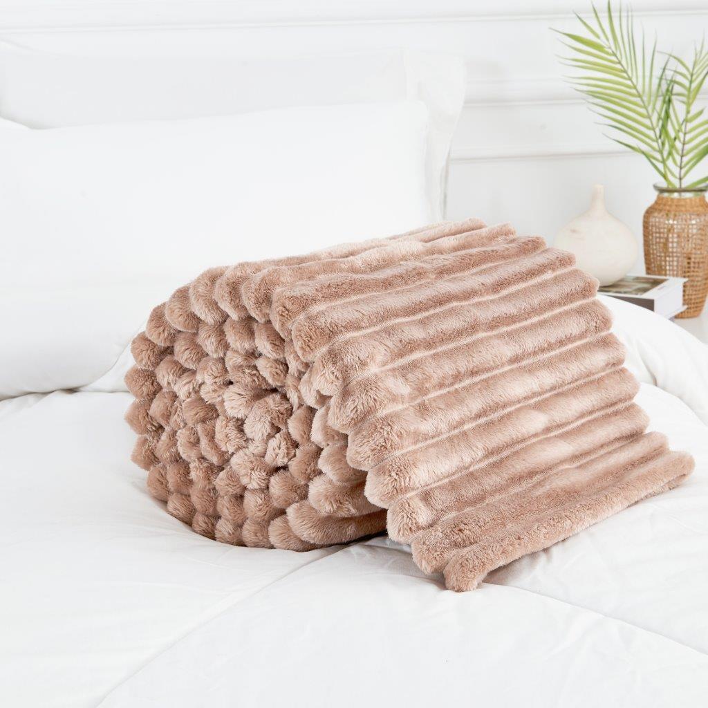 Chunky Ribbed Fleece Throw Soft Warm Cosy Couch Sofa Settee Chair Bed Blanket