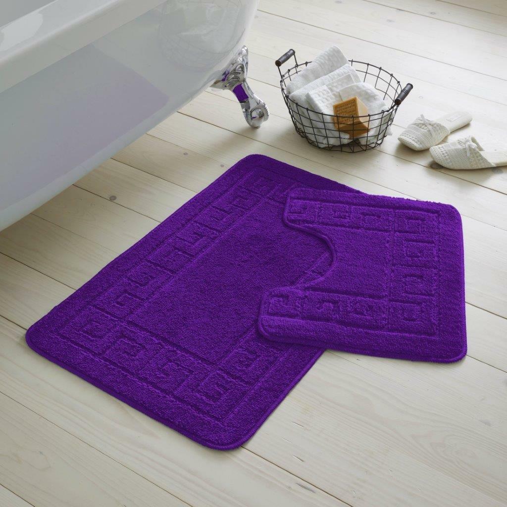 Bath Mat Set 2 Piece Greek Super Soft Bath Mat Pedestal Mat Non Slip Rubber Back