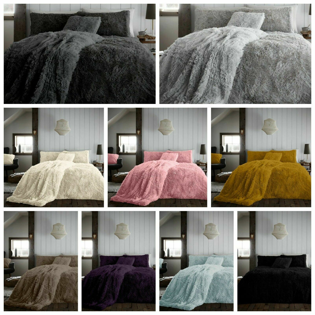 Hug Snug Fluffy Fur Fleece Duvet Quilt Cover Super Soft Cozy Bedding Set / Throw