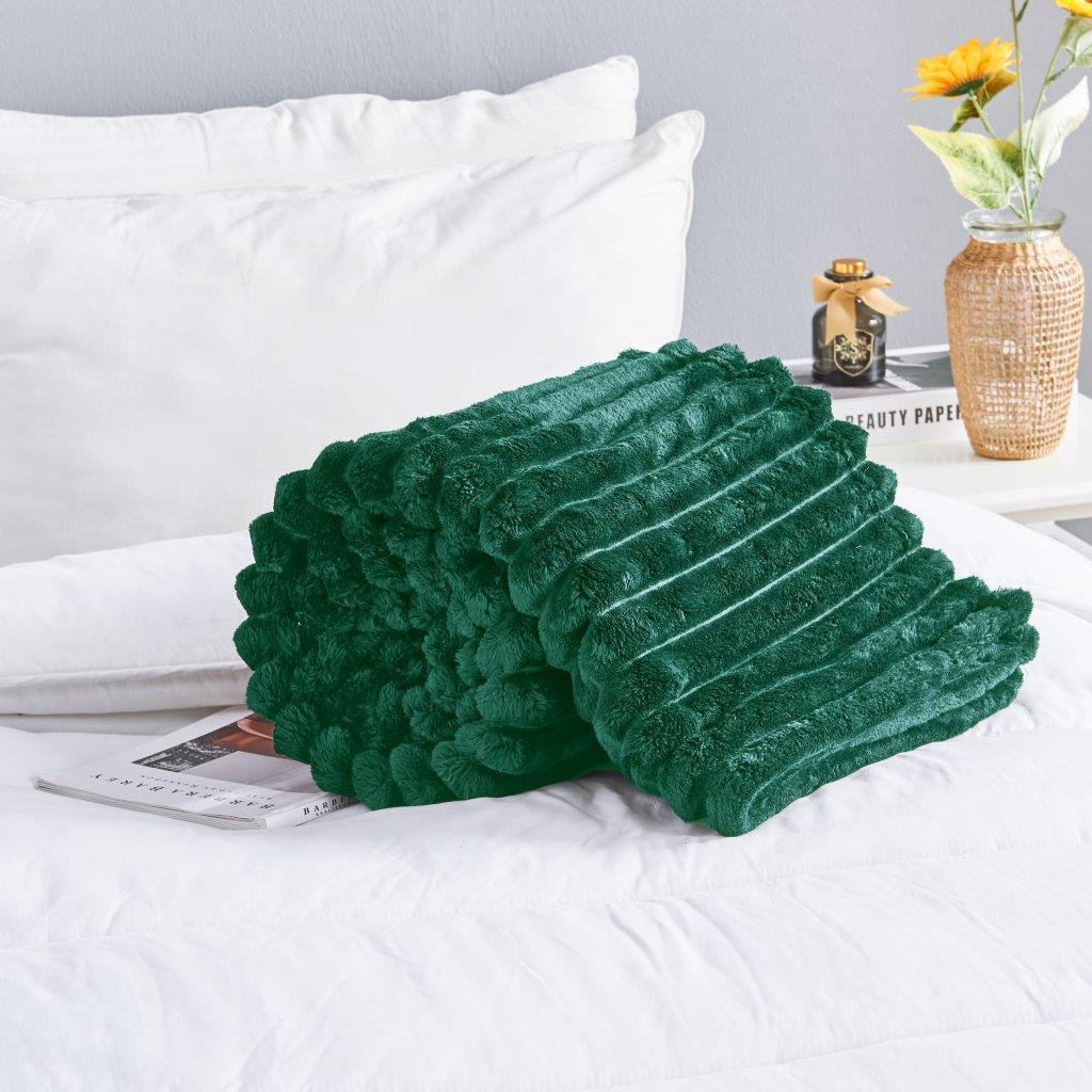 Chunky Ribbed Fleece Throw Soft Warm Cosy Couch Sofa Settee Chair Bed Blanket