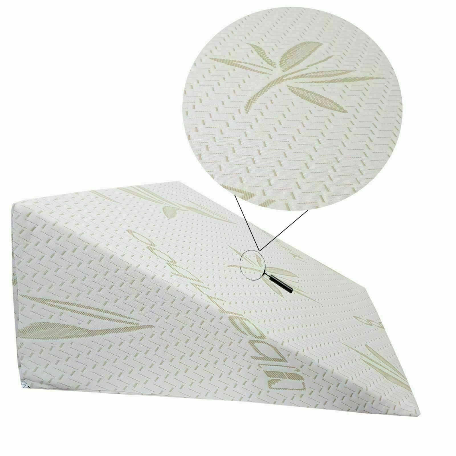 BAMBOO Wedge Pillow Reclining  Orthopaedi Foam Bed Back Support Bamboo Cover Zip