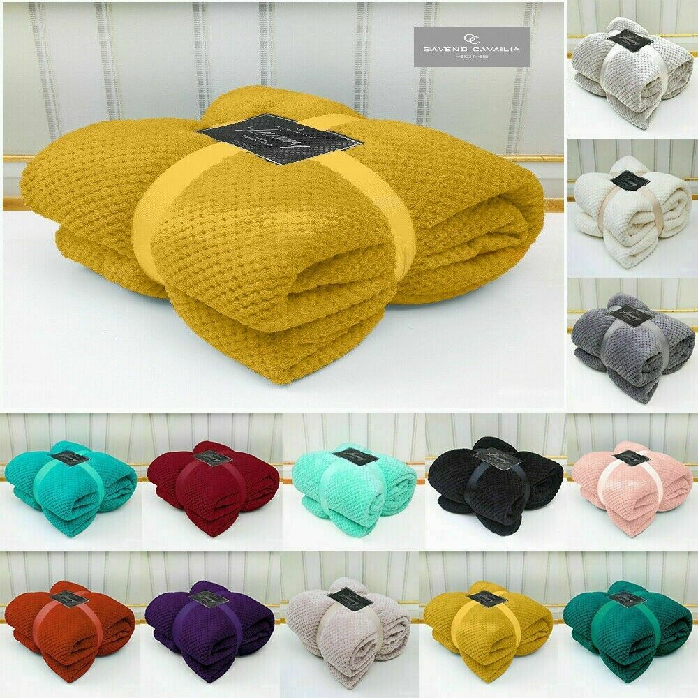 Luxury Popcorn Throw Fleece Warm Soft Large Blanket Sofa Bed Double King Size