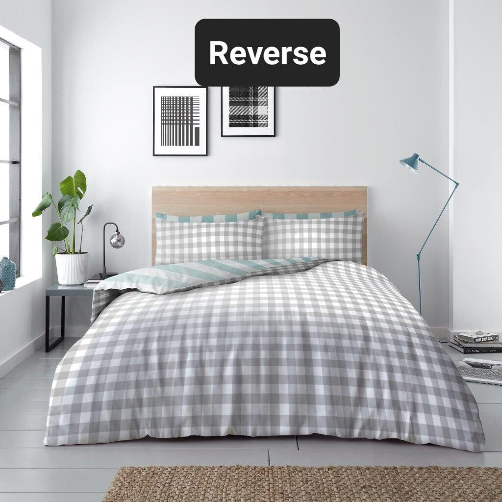 Garrett Stripe Reversible Duvet Quilt Cover & Pillow Case Bedding Bed Set Multi