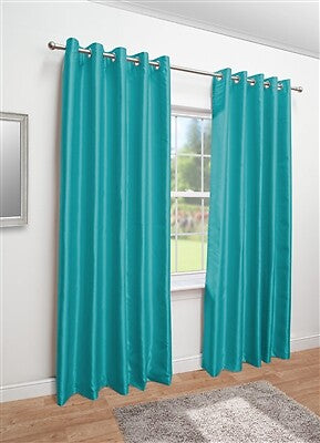 Luxurious Faux Silk Curtains Ready Made Eyelet Top Fully Lined with Tie Backs